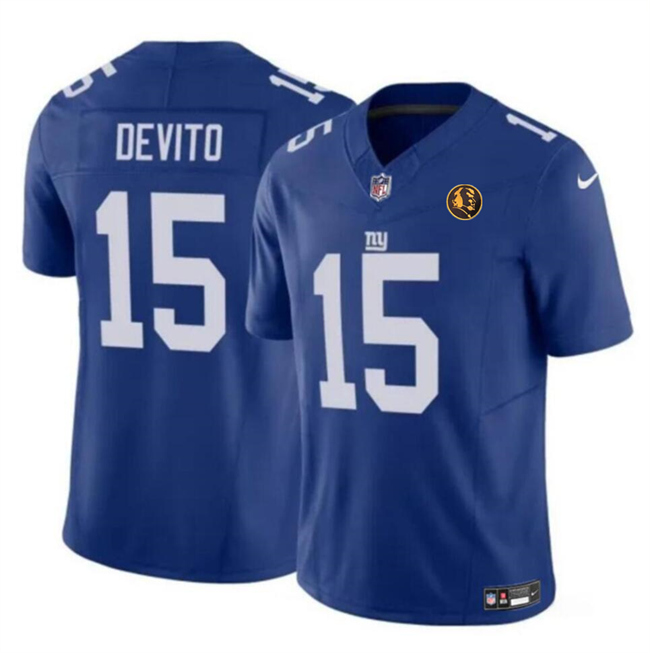 New York Giants #15 Tommy DeVito Blue 2023 F.U.S.E. With John Madden Patch Vapor Limited Stitched Jersey