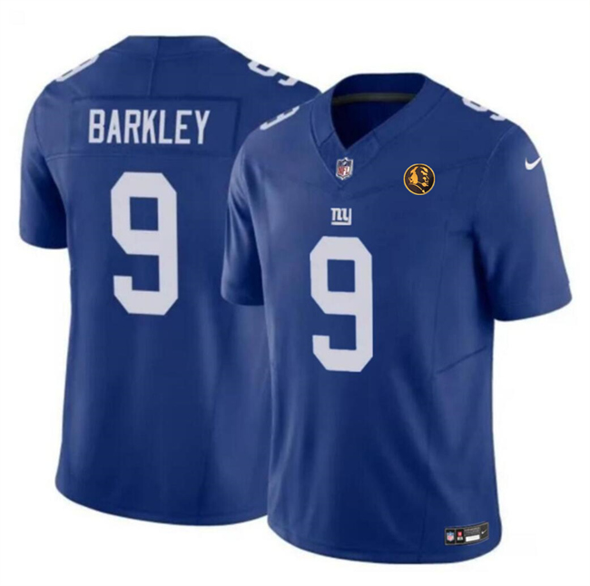 New York Giants #9 Matt Barkley Blue 2023 F.U.S.E. With John Madden Patch Vapor Limited Stitched Jersey