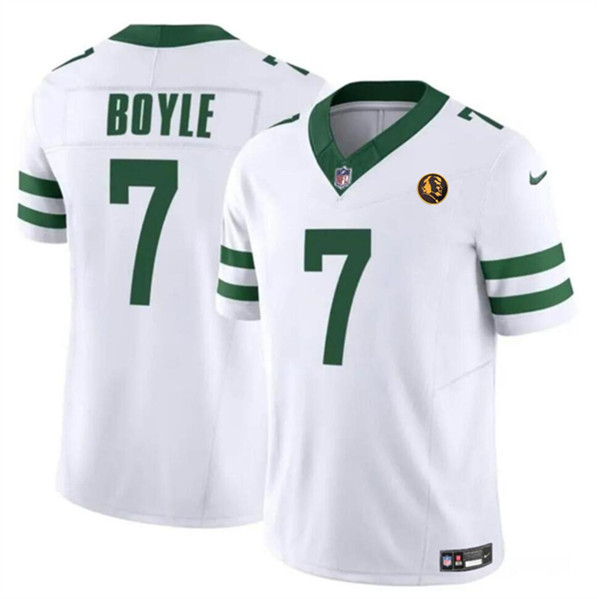 New York Jets #7 Tim Boyle White 2023 F.U.S.E. Throwback With John Madden Patch Vapor Untouchable Limited Stitched Jersey