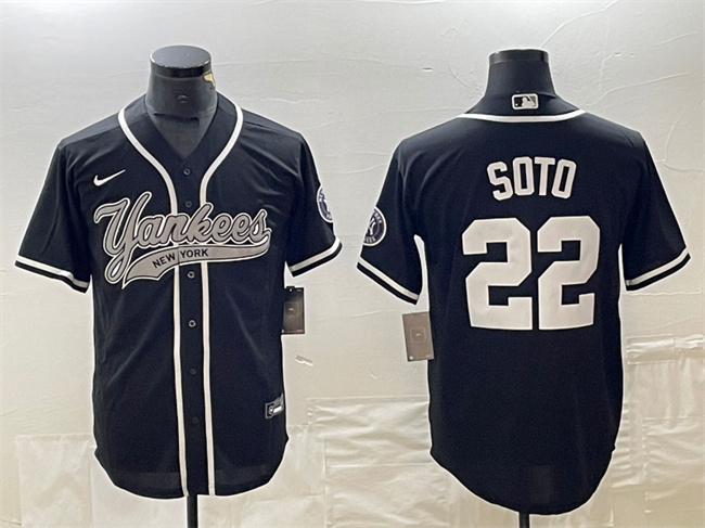 New York Yankees #22 Juan Soto Black Cool Base Stitched Jersey