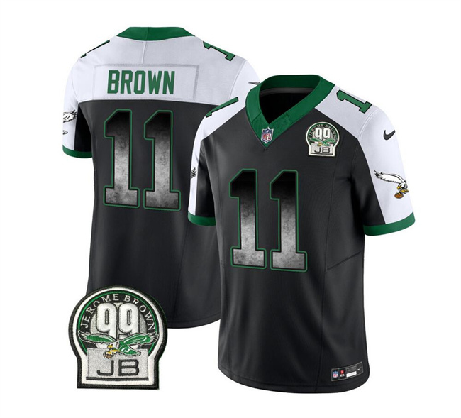 Philadelphia Eagles #11 A. J. Brown Black White 2023 F.U.S.E. Throwback Vapor Untouchable Limited Stitched Jersey