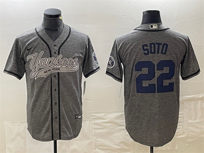 New York Yankees #22 Juan Soto Gray Cool Base Stitched Jersey