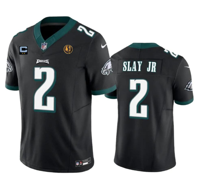 Philadelphia Eagles #2 Darius Slay JR Black 2023 F.U.S.E. With 2-Star C Patch And John Madden Patch Vapor Limited Stitched Jersey