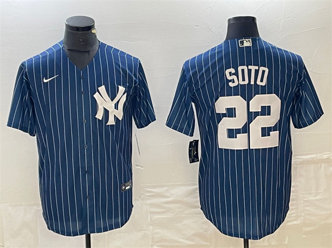 New York Yankees #22 Juan Soto Navy Cool Base Stitched Jersey