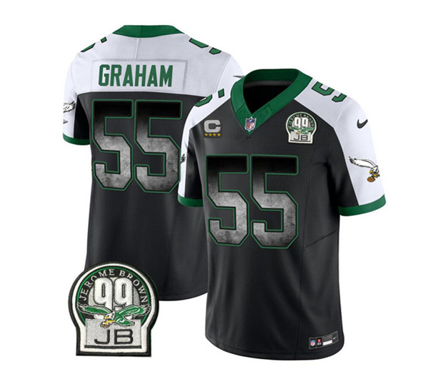 Philadelphia Eagles #55 Brandon Graham Black White 2023 F.U.S.E. With 4-Star C Patch Throwback Vapor Untouchable Limited Stitched Jersey