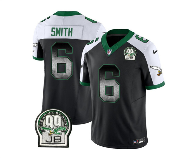 Philadelphia Eagles #6 DeVonta Smith Black White 2023 F.U.S.E. Throwback Vapor Untouchable Limited Stitched Jersey