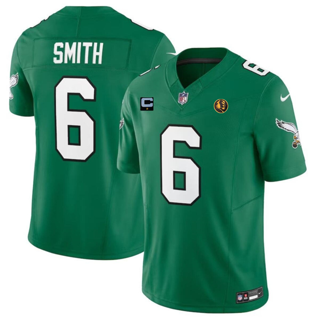 Philadelphia Eagles #6 DeVonta Smith Green 2023 F.U.S.E. Throwback With 1-Star C Patch And John Madden Patch Vapor Limited Stitched Jersey