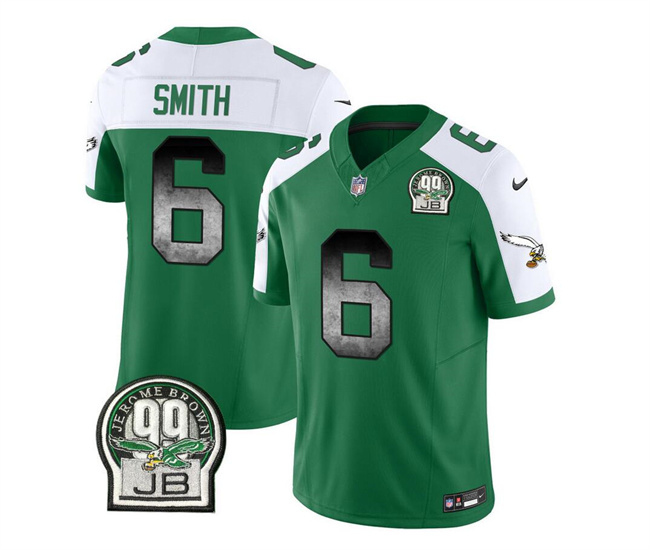 Philadelphia Eagles #6 DeVonta Smith Green White 2023 F.U.S.E. Throwback Vapor Untouchable Limited Stitched Jersey