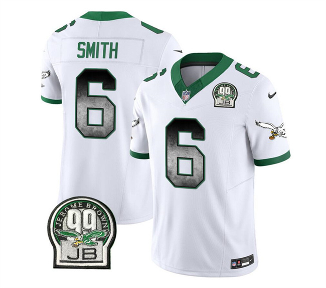 Philadelphia Eagles #6 DeVonta Smith White 2023 F.U.S.E. Throwback Vapor Untouchable Limited Stitched Jersey