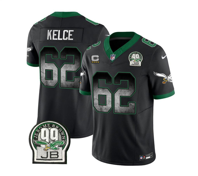 Philadelphia Eagles #62 Jason Kelce Black 2023 F.U.S.E. With 4-Star C Patch Throwback Vapor Untouchable Limited Stitched Jersey