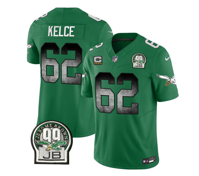 Philadelphia Eagles #62 Jason Kelce Green 2023 F.U.S.E. With 4-Star C Patch Throwback Vapor Untouchable Limited Stitched Jersey