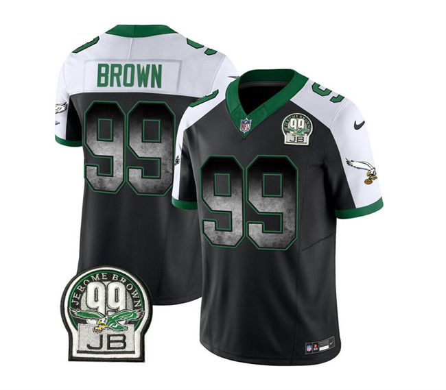 Philadelphia Eagles #99 Jerome Brown Black White 2023 F.U.S.E. Throwback Vapor Untouchable Limited Stitched Jersey