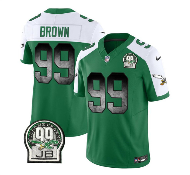 Philadelphia Eagles #99 Jerome Brown Green White 2023 F.U.S.E. Throwback Vapor Untouchable Limited Stitched Jersey