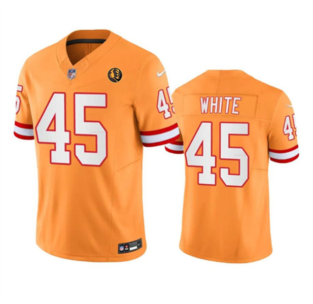 Tampa Bay Buccaneers #45 Devin White Orange 2023 F.U.S.E. Throwback With John Madden Patch Vapor Limited Stitched Jersey