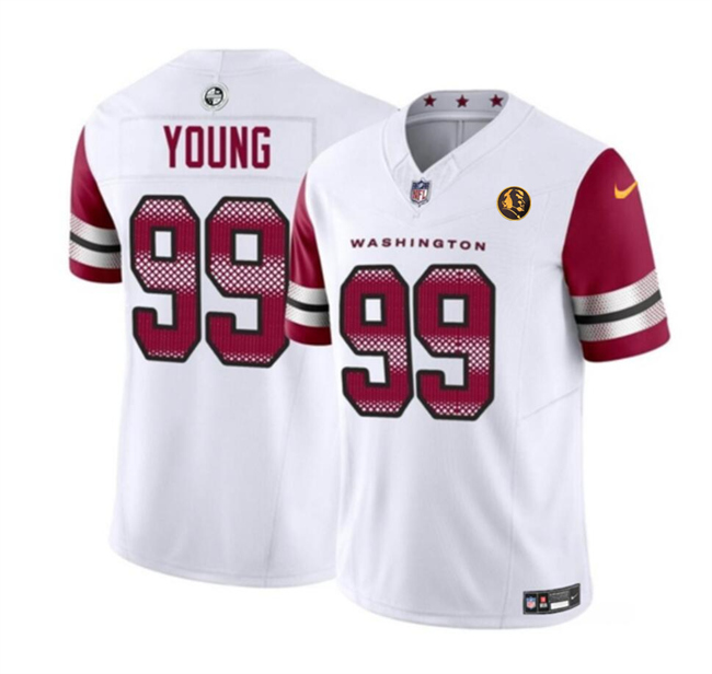 Washington Commanders #99 Chase Young White 2023 F.U.S.E. With John Madden Patch Vapor Limited Stitched Jersey