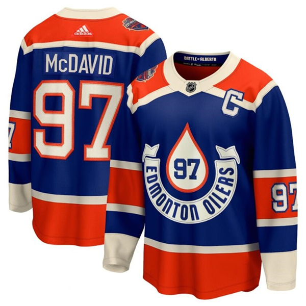 Edmonton Oilers #97 Connor McDavid 2023 Royal With Patch Heritage Classic Primegreen Stitched Jersey