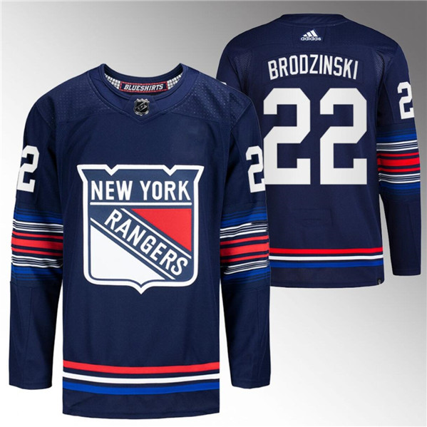 New York Rangers #22 Jonny Brodzinski Navy Stitched Jersey