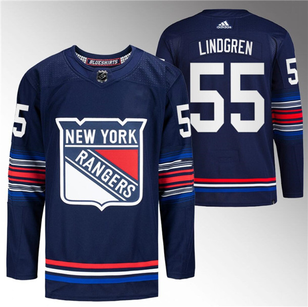 New York Rangers #55 Ryan Lindgren Navy Stitched Jersey