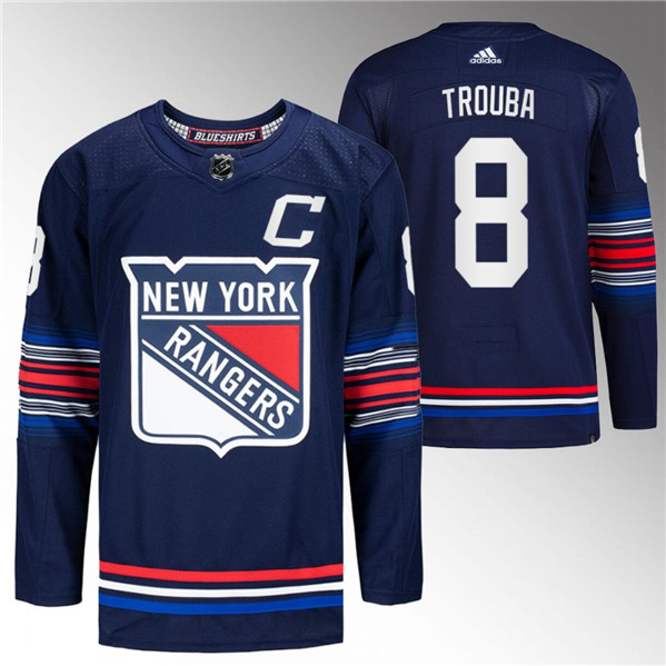 New York Rangers #8 Jacob Trouba Navy Stitched Jersey
