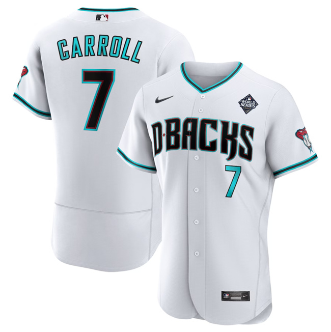 Arizona Diamondbacks #7 Corbin Carroll White 2023 World Series Flex Base Stitched Jersey