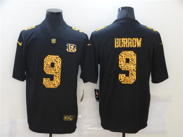 Cincinnati Bengals #9 Joe Burrow 2020 Black Leopard Print Fashion Limited Stitched Jersey