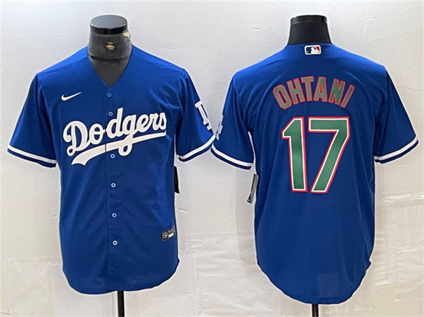 Los Angeles Dodgers #17 Shohei Ohtani Blue Green Cool Base Stitched Jersey