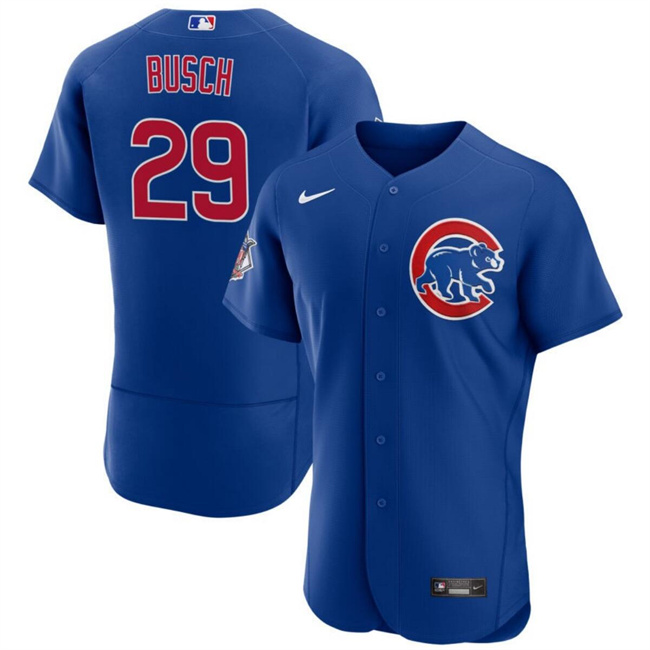 Chicago Cubs #29 Michael Busch Blue Flex Base Stitched Jersey