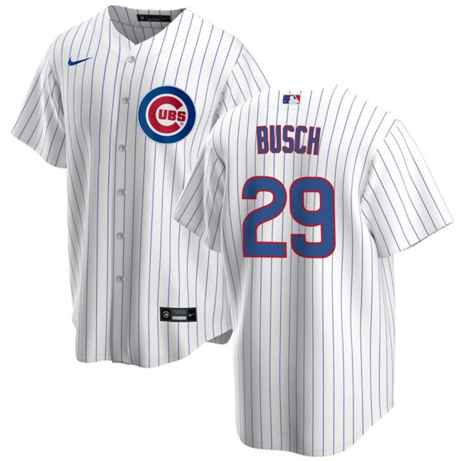 Chicago Cubs #29 Michael Busch White Cool Base Stitched Jersey
