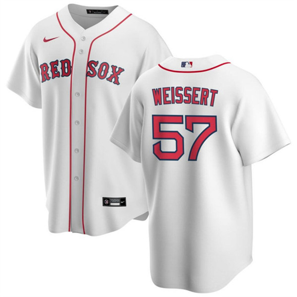 Boston Red Sox #57 Greg Weissert White Cool Base Stitched Jersey