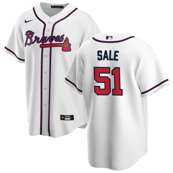 Atlanta Braves #51 Chris Sale White Cool Base Stitched Jersey