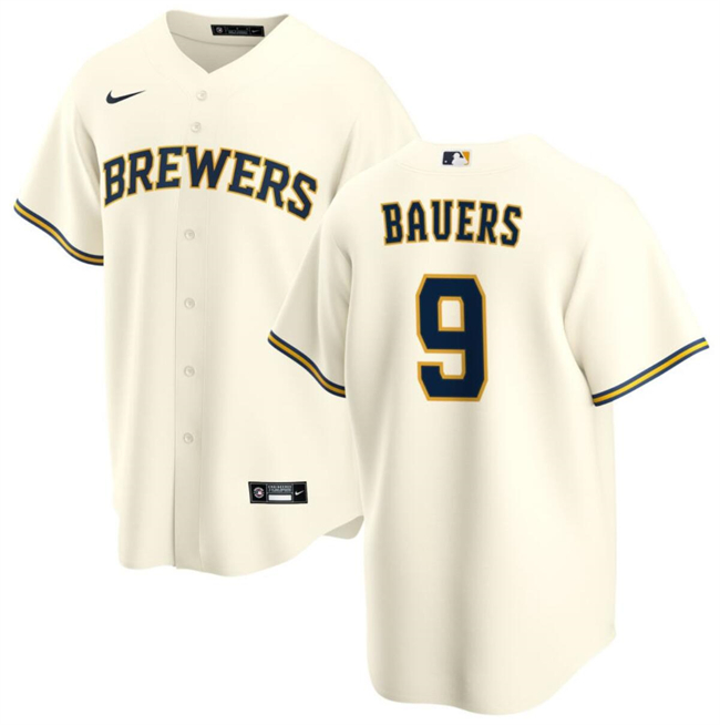 Milwaukee Brewers #9 Jake Bauers Cream Cool Base Stitched Jersey