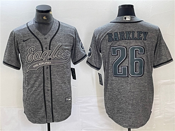 Philadelphia Eagles #26 Saquon Barkley Gray Cool Base Stitched Jersey