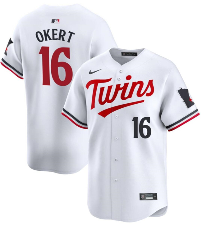 Minnesota Twins #16 Steven Okert White 2024 Home Limited Cool Base Stitched Jersey