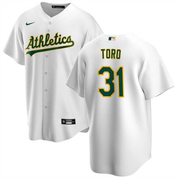Oakland Athletics #31 Abraham Toro White Cool Base Stitched Jersey