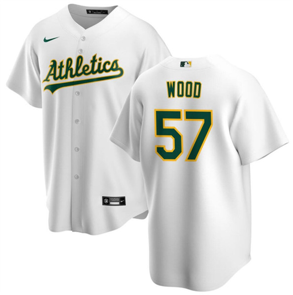 Oakland Athletics #57 Alex Wood White Cool Base Stitched Jersey