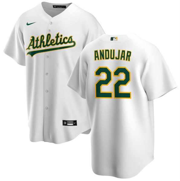 Oakland Athletics #22 Miguel Andujar White Cool Base Stitched Jersey
