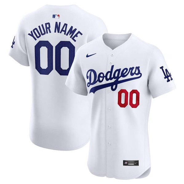 Los Angeles Dodgers Custom White Home Elite Stitched Jersey