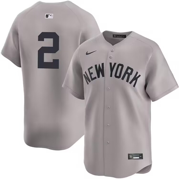 New York Yankees #2 Derek Jeter Gray Road Limited Cool Base Stitched Jersey