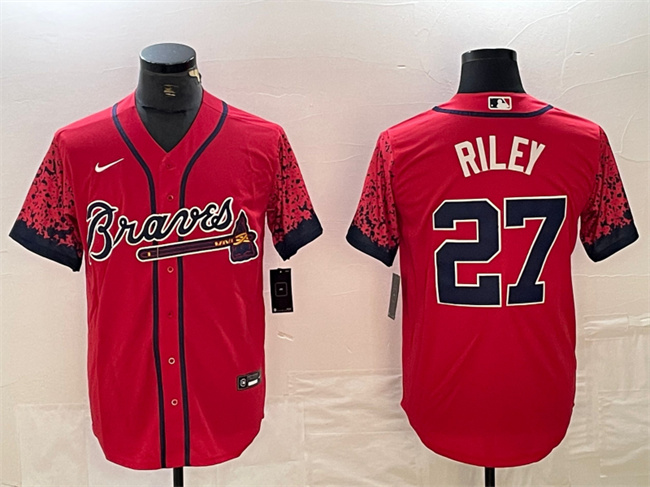 Atlanta Braves #27 Austin Riley Red City Connect Cool Base Stitched Jersey