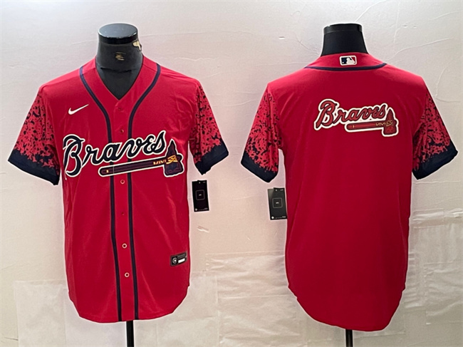 Atlanta Braves Red Team Big Logo City Connect Cool Base Stitched Jersey