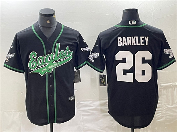 Philadelphia Eagles #26 Saquon Barkley Black Cool Base Stitched Jersey