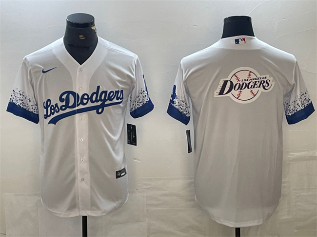 Los Angeles Dodgers White Team Big Logo City Connect Cool Base Stitched Jersey