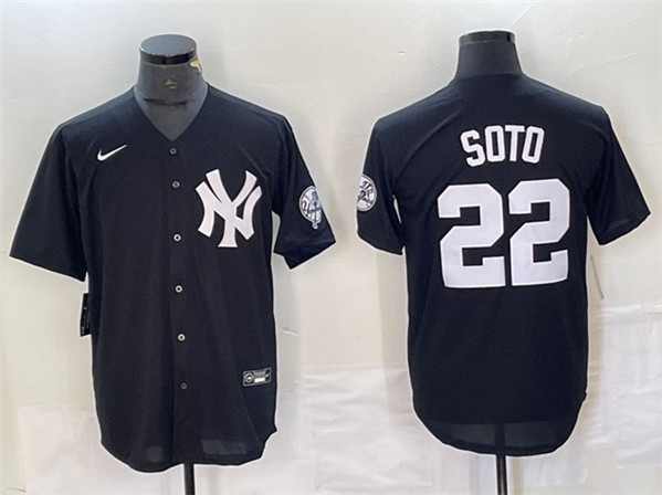 New York Yankees #22 Juan Soto Black Cool Base With Patch Stitched Jersey