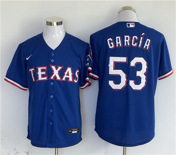 Texas Rangers #53 Adolis Garcia Royal With Patch Cool Base Stitched Jersey