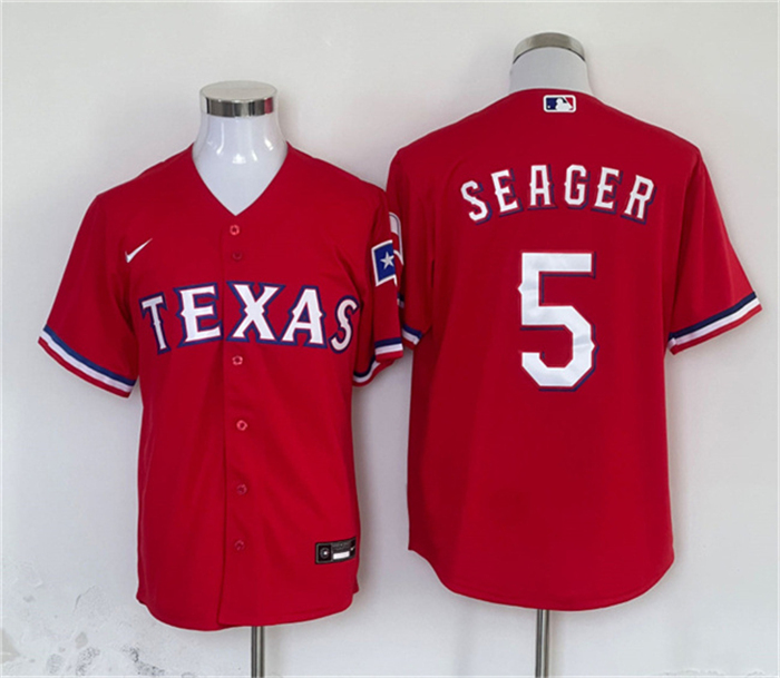 Texas Rangers #5 Corey Seager Red With Patch Cool Base Stitched Jersey