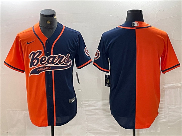 Chicago Bears Blank Orange Navy Split With Patch Cool Base Stitched Jersey