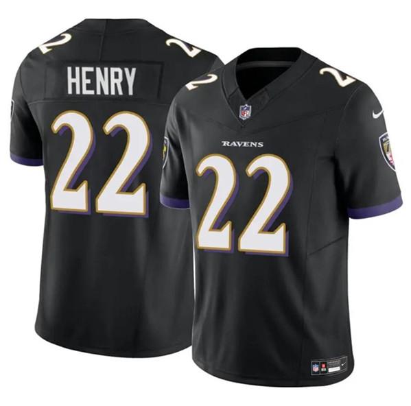 Baltimore Ravens #22 Derrick Henry 2023 F.U.S.E. Black Vapor Limited Stitched Jersey