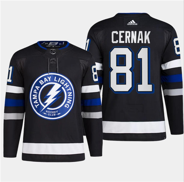 Tampa Bay Lightning #81 Erik Cernak Black Alternate Premier Breakaway Stitched Jersey