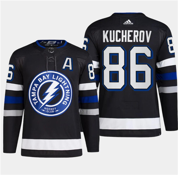 Tampa Bay Lightning #86 Nikita Kucherov Black Alternate Premier Breakaway Stitched Jersey