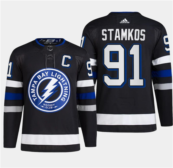 Tampa Bay Lightning #91 Steven Stamkos Black Alternate Premier Breakaway Stitched Jersey
